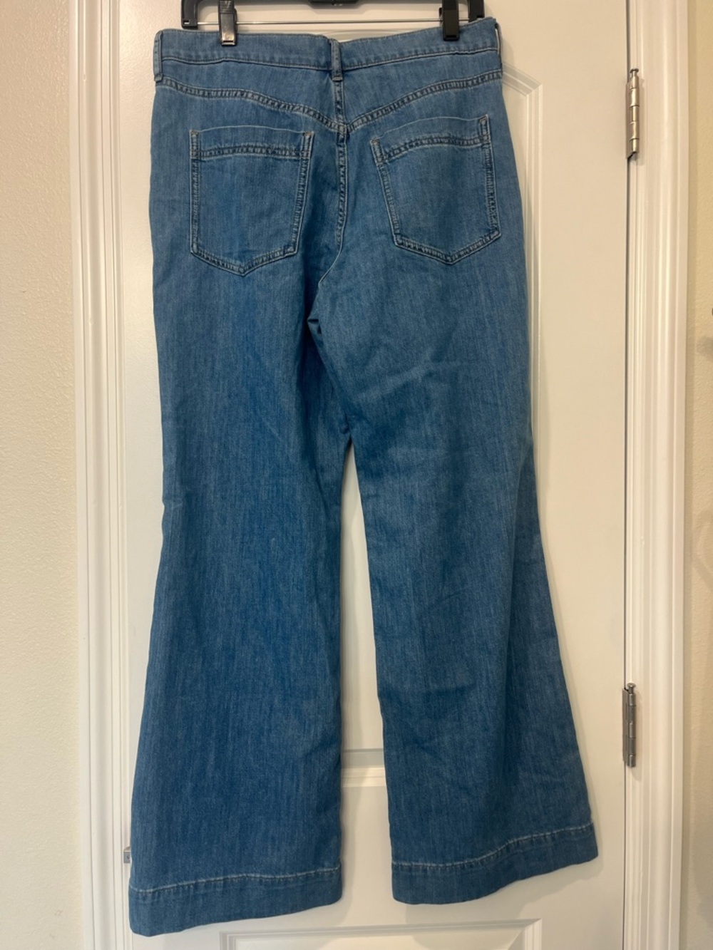 J. Crew Womens Drapey Denim Trouser Light Blue Flare Jeans Wide Leg Sz 29 - Picture 7 of 12